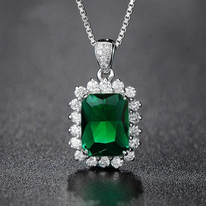 Elegant Cubic Zirconia Pendant Necklace - 925 sterling Silver Chain With Luxury Multi - Color Gemstones for Women