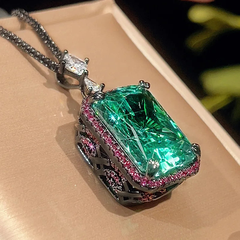 Green Crystal Statement Necklace