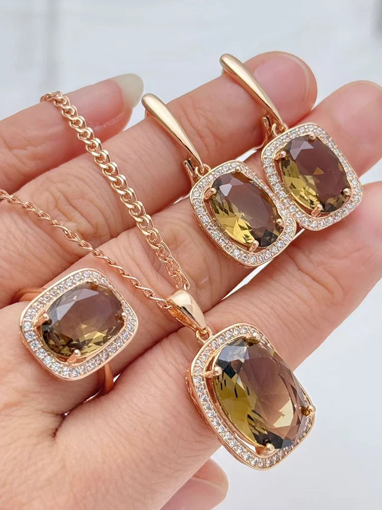 Luxury Statement Zircon Jewelry Set – Elegant Necklace Earrings & Ring