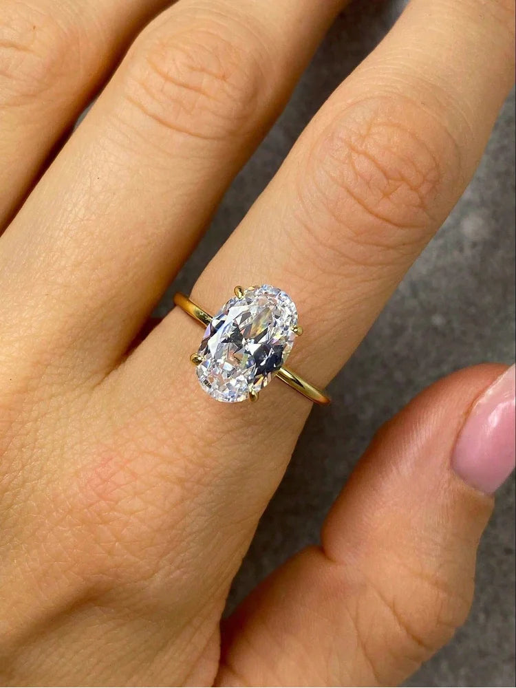 Luxury 925 Sterling Silver Oval CZ Ring for Women