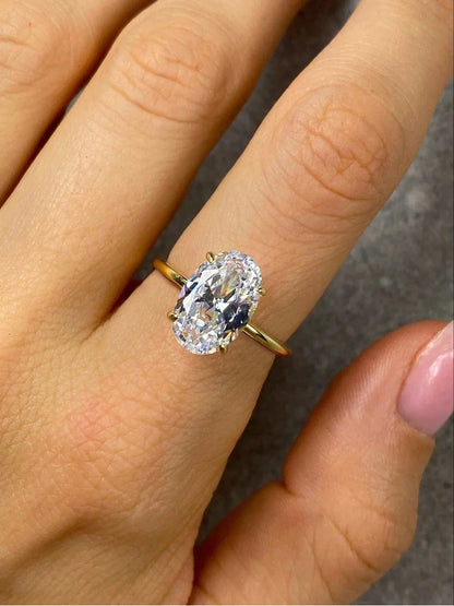 Luxury 925 Sterling Silver Oval CZ Ring for Women