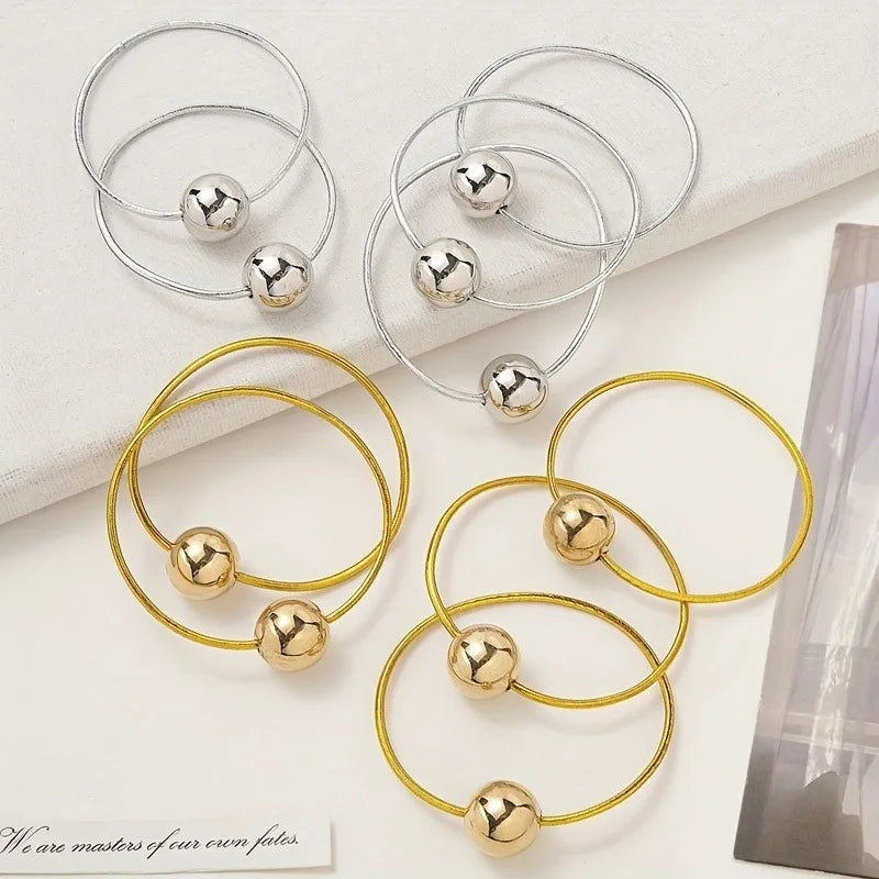 4pcs Elegant Metallic Hair Rings – Stylish Ball Hair Tie Set for Trendy Ponytail Hairstyles – Hair Accessory