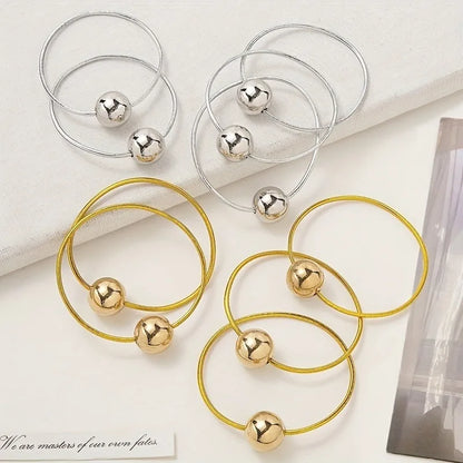 4pcs Elegant Metallic Hair Rings – Stylish Ball Hair Tie Set for Trendy Ponytail Hairstyles – Hair Accessory
