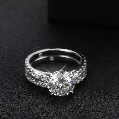 Moissanite Rings for women Sparkling Diamond Bridal Sets with GRA s925 Sterling Sliver Plated 18k Eternity Band