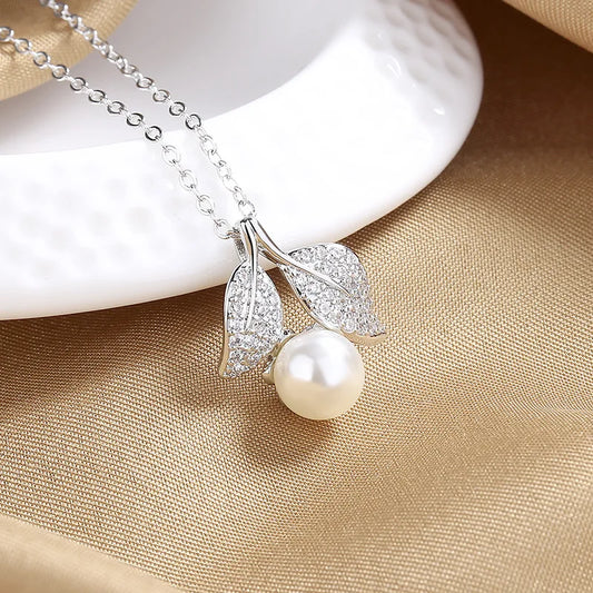 925 Sterling Silver Necklace - Elegant Pendant AAA Zircon Dainty Clavicle Chain for women