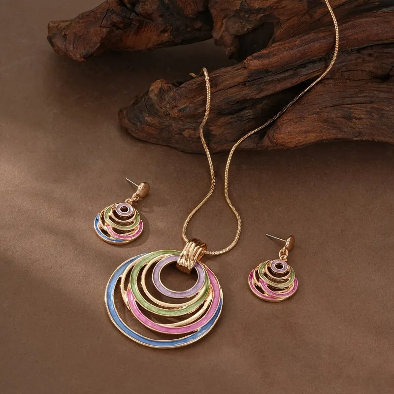Multicolor Statement Jewelry Set – Necklace & Earrings