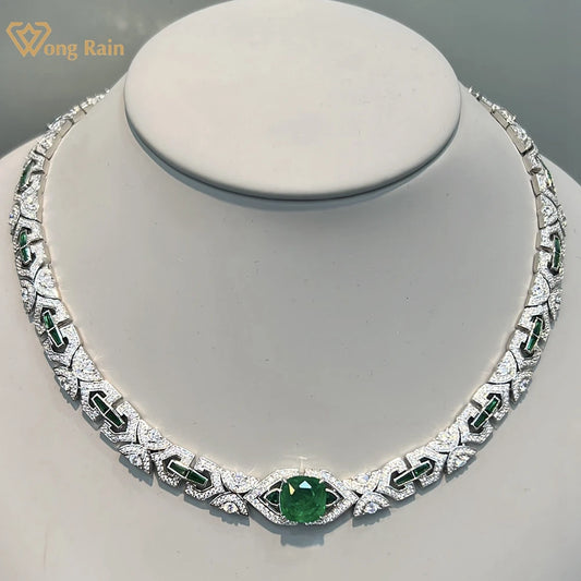 Luxury Emerald Crystal Necklace – 925 Sterling Silver Women’s Elegant Jewelry