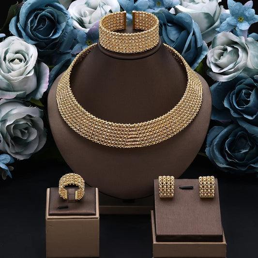 Luxury Geometric Statement Jewelry Set – Bold Necklace, Earrings & Ring