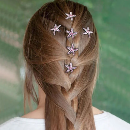 Crystal Starfish Hair Pins – 6-Piece Elegant Hair Accessory Set