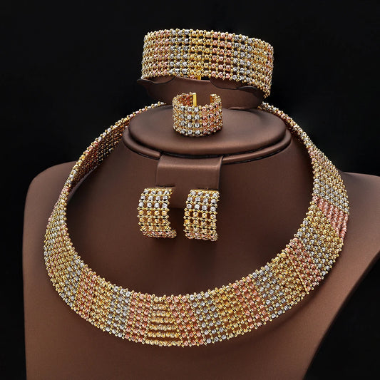 Luxury Geometric Statement Jewelry Set – Bold Necklace, Earrings & Ring