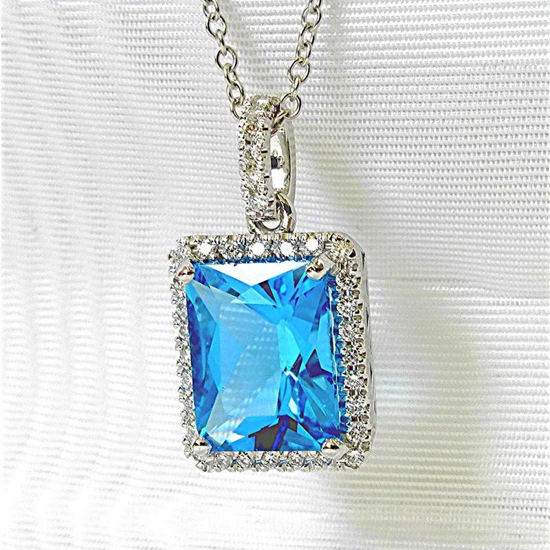 Elegant Cubic Zirconia Pendant Necklace - 925 sterling Silver Chain With Luxury Multi - Color Gemstones for Women
