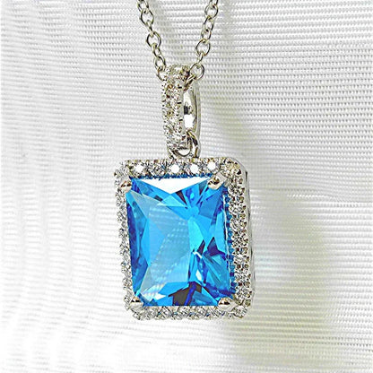 Elegant Cubic Zirconia Pendant Necklace - 925 sterling Silver Chain With Luxury Multi - Color Gemstones for Women