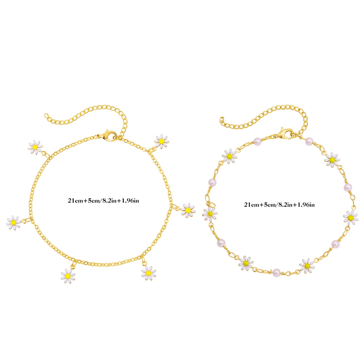 Elegant Daisy Flower Anklet with Pearl Charms – Chic Women’s Summer Foot Jewelry