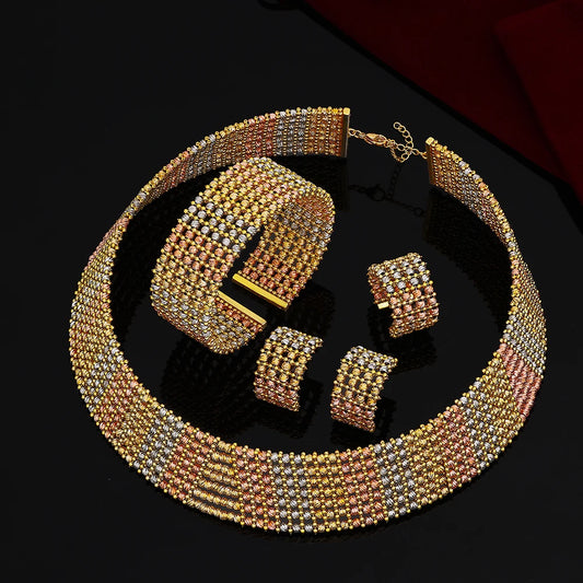 Luxury Geometric Statement Jewelry Set – Bold Necklace, Earrings & Ring