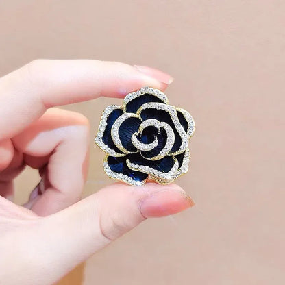 Luxury Rose Flower Brooch – Crystal Pin for Women