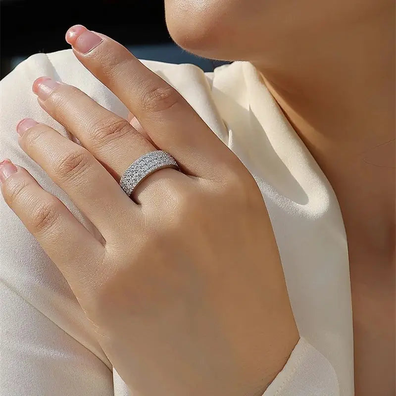 925 Silver Moissanite Ring for Women – Diamond Shine, Luxury Anniversary Band