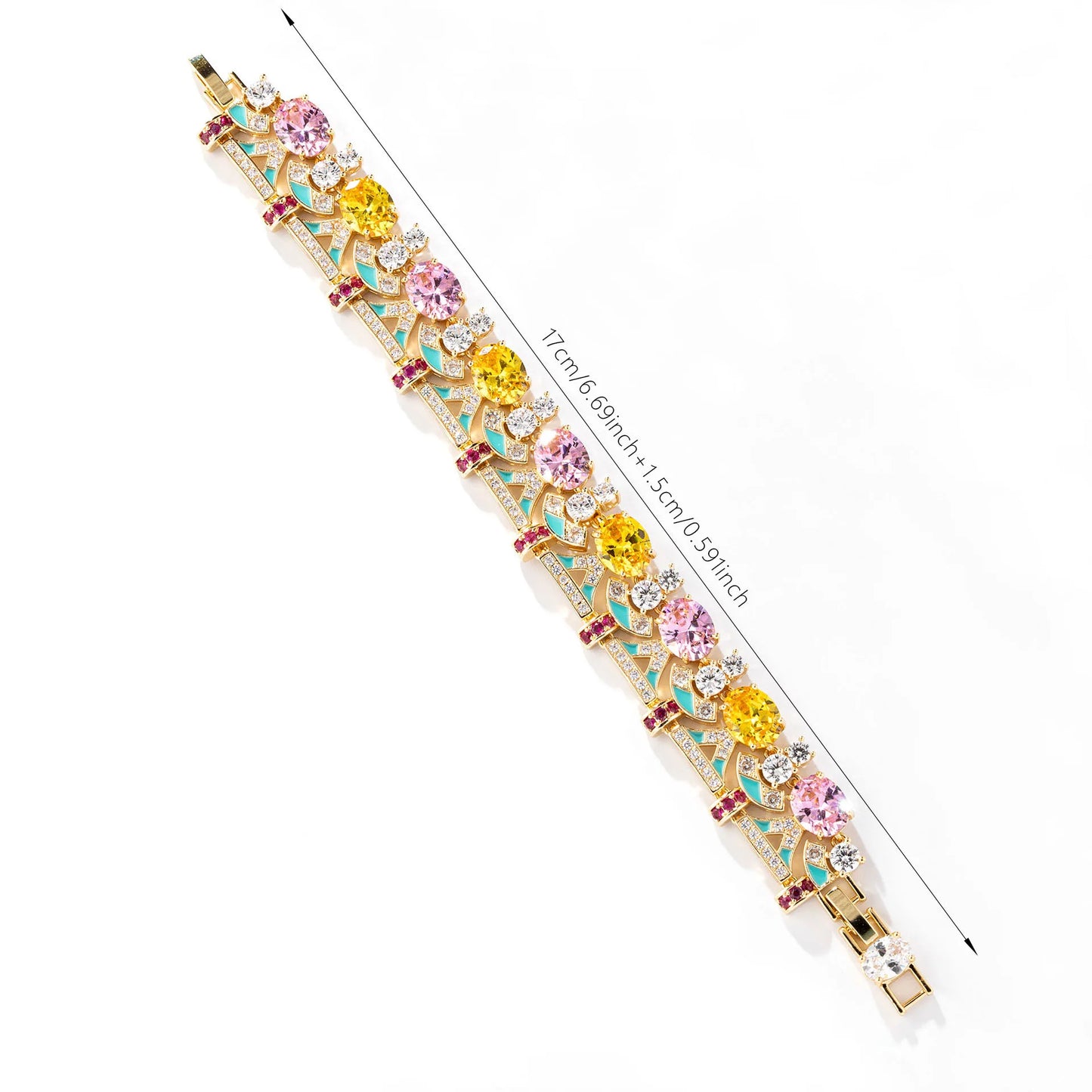 Luxury Gold Bracelet with Colorful Crystals
