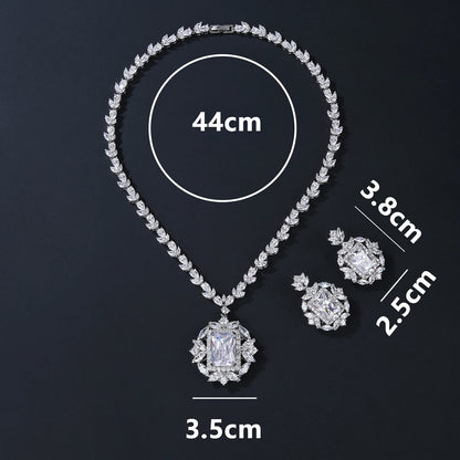 Luxury Cubic Zirconia Necklace & Earrings Set – Bridal & Evening Jewelry for Women