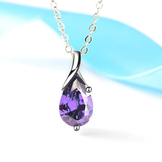 Elegant 925 Sterling Silver Necklace with a sparkling teardrop crystal. A timeless piece perfect for any occasion.
