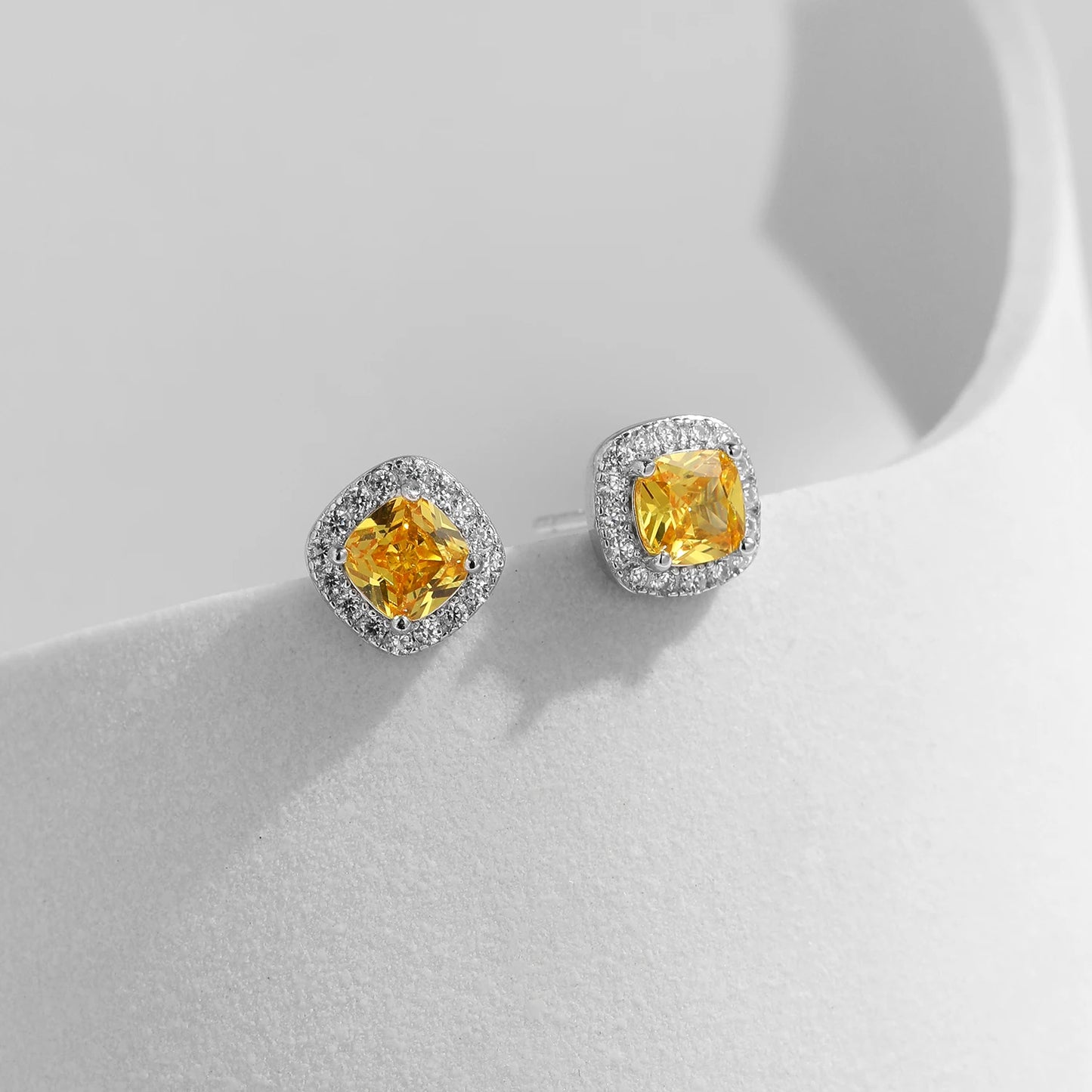 Luxury Zirconia Stud Earrings – Sparkling Crystal Square Design