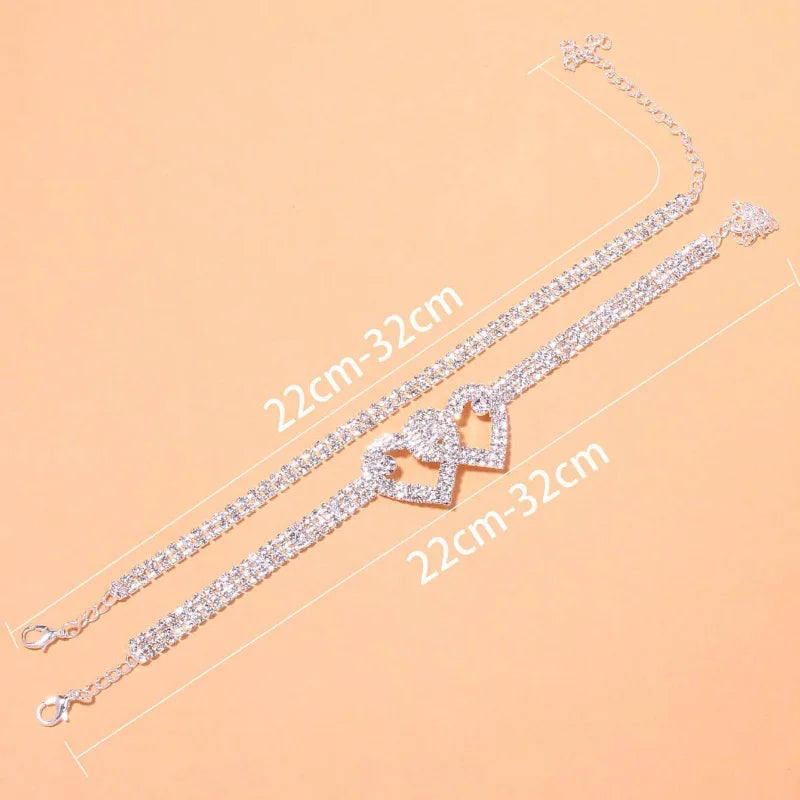 Luxury Sparkling Zircon Anklet – Elegant Silver Design for a Glamorous Look