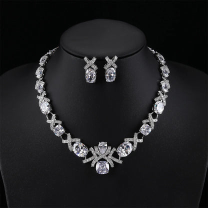Luxury Crystal Necklace & Earrings Set – Elegant Jewelry for Women’s Parties & Occasions