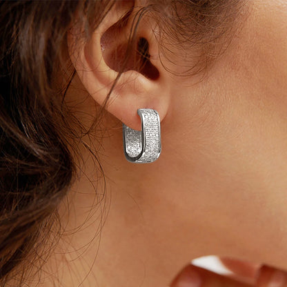 Fashion Paved CZ Hoop Earrings Metal Silver Color/Gold Color Simple