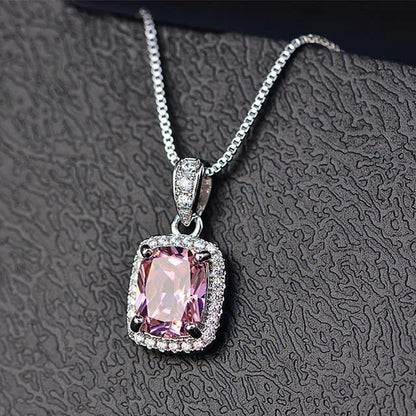 Elegant Cubic Zirconia Pendant Necklace - 925 sterling Silver Chain With Luxury Multi - Color Gemstones for Women