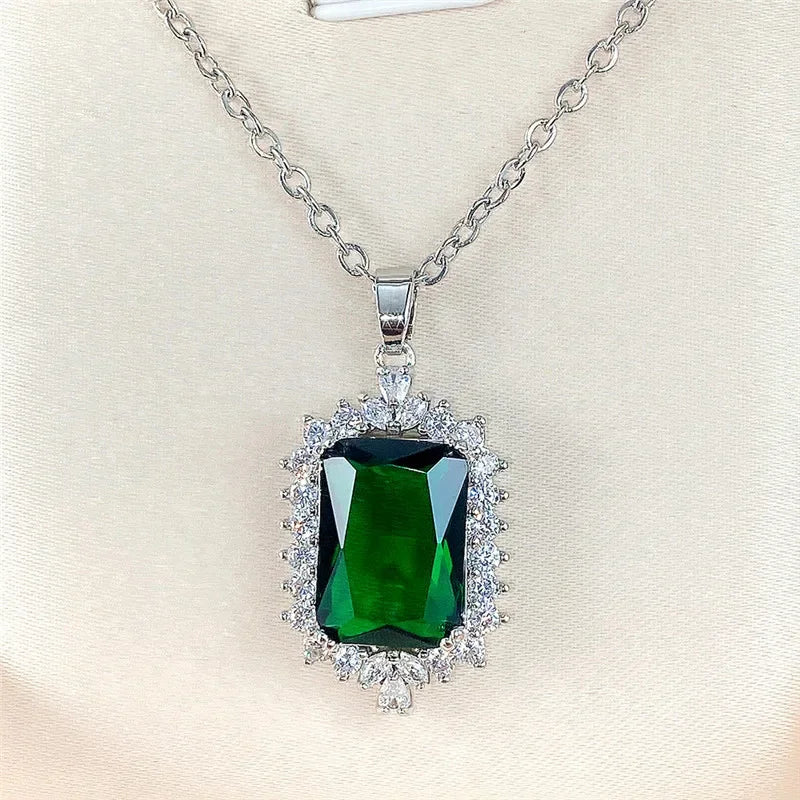 Elegant Cubic Zirconia Pendant Necklace - 925 sterling Silver Chain With Luxury Multi - Color Gemstones for Women