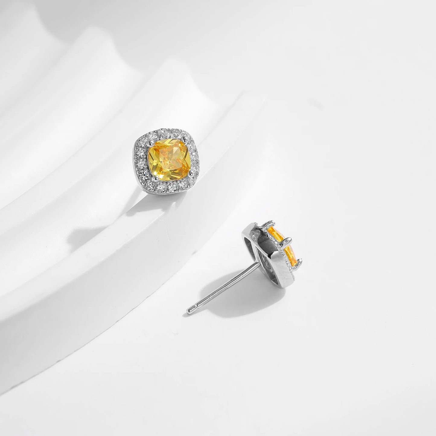 Luxury Zirconia Stud Earrings – Sparkling Crystal Square Design