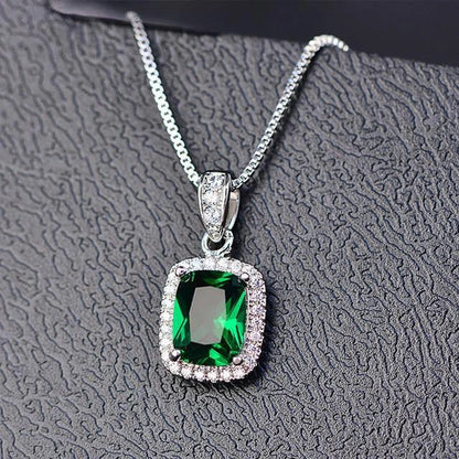 Elegant Cubic Zirconia Pendant Necklace - 925 sterling Silver Chain With Luxury Multi - Color Gemstones for Women