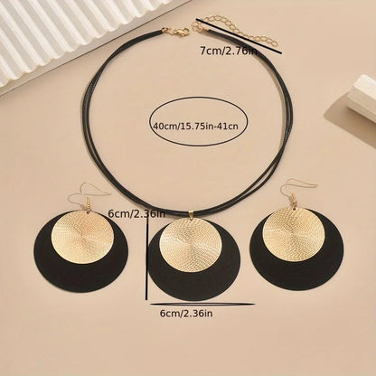 Bold Retro Circle Jewelry Set – Statement Necklace & Earrings for Women