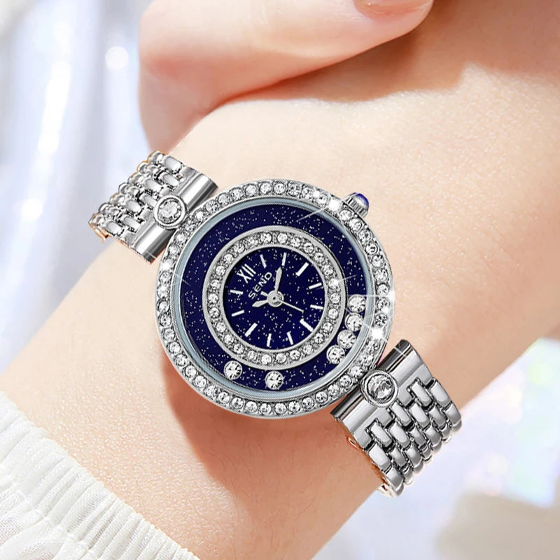 Luxury Crystal Women's Watch – Stainless Steel Quartz Bracelet
