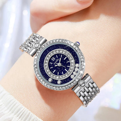 Luxury Crystal Women's Watch – Stainless Steel Quartz Bracelet