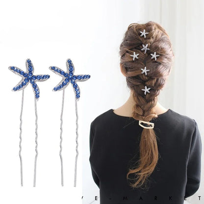 Crystal Starfish Hair Pins – 6-Piece Elegant Hair Accessory Set