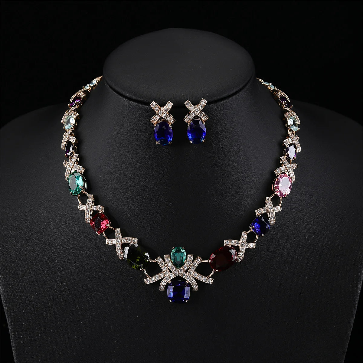 Luxury Crystal Necklace & Earrings Set – Elegant Jewelry for Women’s Parties & Occasions