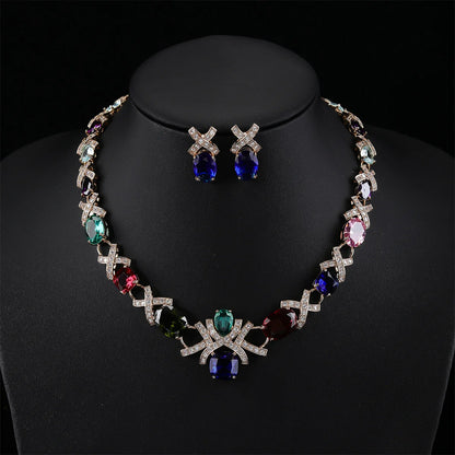 Luxury Crystal Necklace & Earrings Set – Elegant Jewelry for Women’s Parties & Occasions