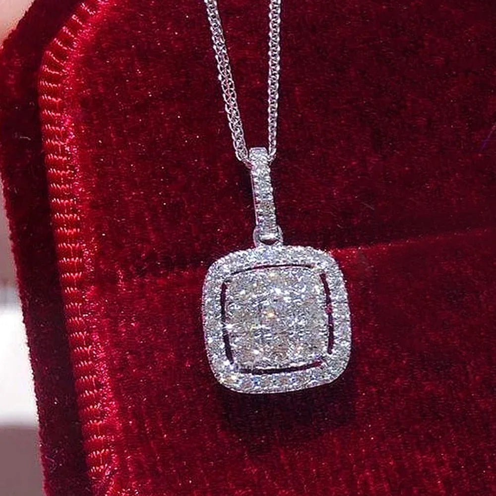 Elegant Cubic Zirconia Pendant Necklace - 925 sterling Silver Chain With Luxury Multi - Color Gemstones for Women