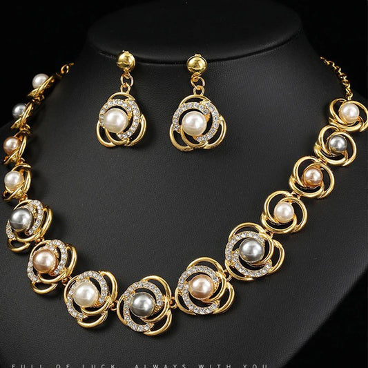 Luxury Pearl Jewelry Set – Bridal Necklace & Earrings for Elegant Evenings