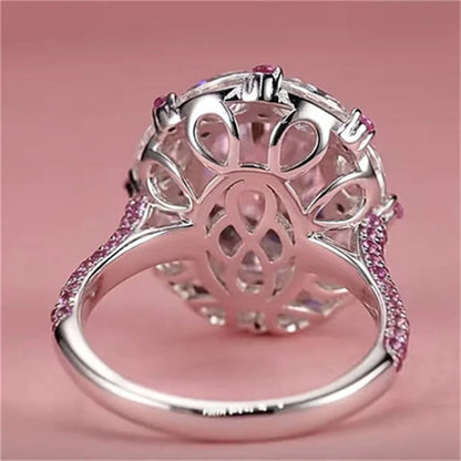 Luxury Pink Zircon Ring for Women – Elegant Statement Jewelry