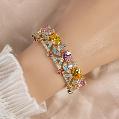 Luxury Gold Bracelet with Colorful Crystals