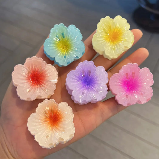 Korean Pastel Flower Hair Claw – Soft Resin Bloom Clip