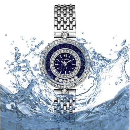 Luxury Crystal Women's Watch – Stainless Steel Quartz Bracelet
