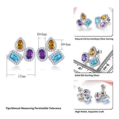 Luxury Multicolor Zirconia Earrings – 925 Sterling Silver Crystal Design