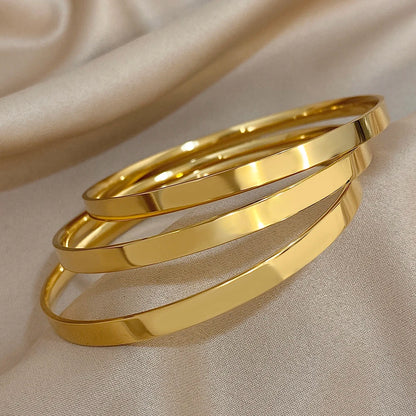 3PCS Gold Plated Stainless Steel Bangle Bracelet Set