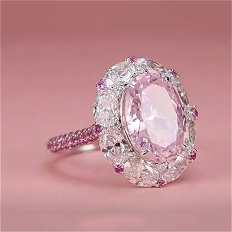 Luxury Pink Zircon Ring for Women – Elegant Statement Jewelry