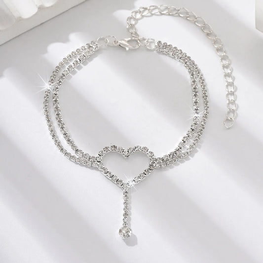 Luxury Zircon Heart Anklet – Elegant & Stylish Look
