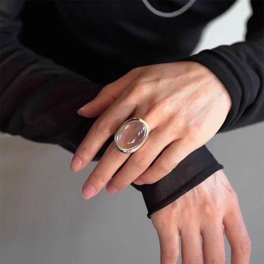 Elegant Oval Crystal Statement Ring for Women