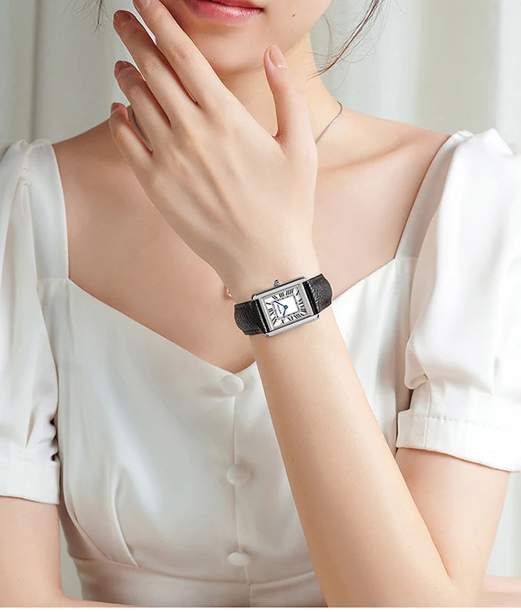 Luxury Square Watch – Waterproof Leather Strap Classic Design