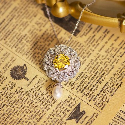 Luxury 925 Sterling Silver Brooch with High Carbon Diamond Stones